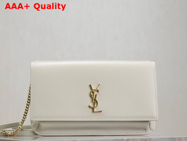 Saint Laurent Cassandre Phone Holder in Smooth Leather Blanc Vintage Replica