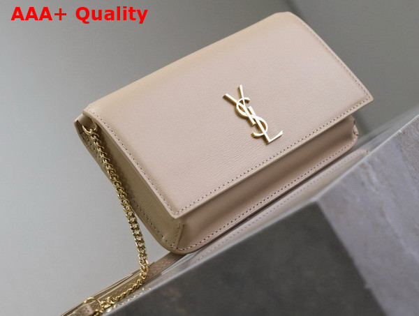 Saint Laurent Cassandre Phone Holder in Smooth Leather Dark Beige Replica