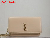 Saint Laurent Cassandre Phone Holder in Smooth Leather Dark Beige Replica
