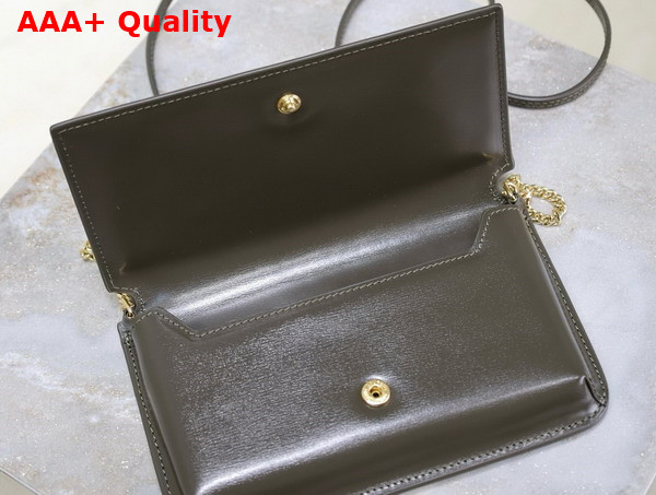 Saint Laurent Cassandre Phone Holder in Smooth Leather Light Musk Replica