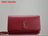 Saint Laurent Cassandre Phone Holder in Smooth Leather Rouge Merlot Replica