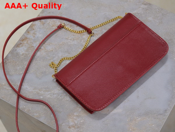 Saint Laurent Cassandre Phone Holder in Smooth Leather Rouge Merlot Replica