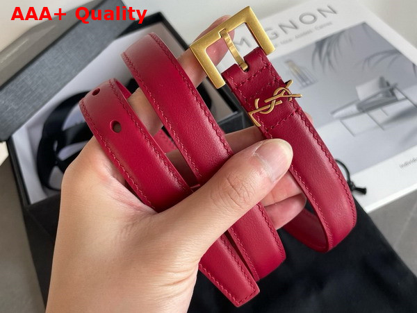 Saint Laurent Cassandre Thin Belt with Square Buckle in Red Box Saint Laurent Leather Replica