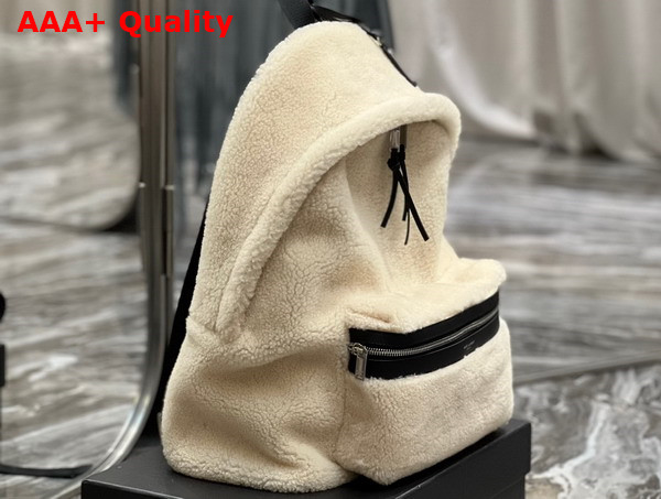 Saint Laurent City Backpack in Beige Shearling Replica