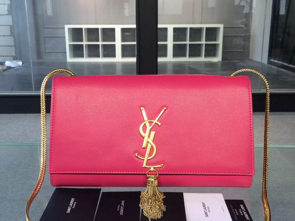 Saint Laurent Classic Large Monogram Saint Laurent Tassel Satchel in Pink Leather for Sale