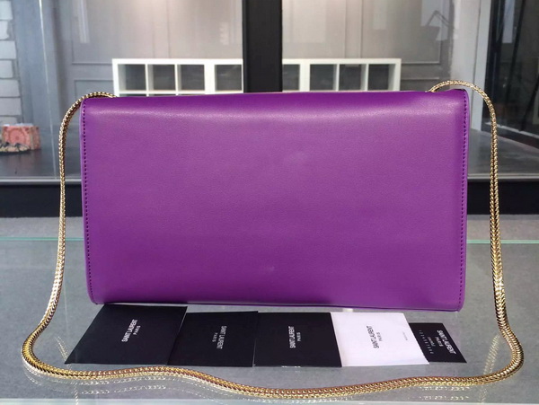 Saint Laurent Classic Large Monogram Saint Laurent Tassel Satchel in Purple Leather for Sale