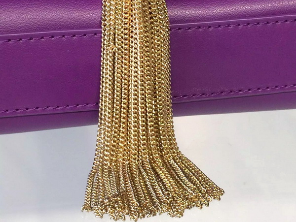 Saint Laurent Classic Large Monogram Saint Laurent Tassel Satchel in Purple Leather for Sale