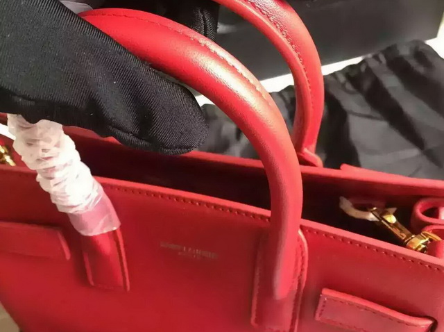 Saint Laurent Classic Nano Sac De Jour Bag in Lipstick Red Leather for Sale