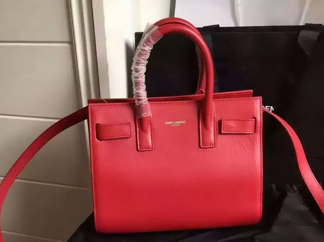 Saint Laurent Classic Nano Sac De Jour Bag in Lipstick Red Leather for Sale