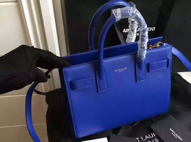 Saint Laurent Classic Nano Sac De Jour Bag in Royal Blue Leather for Sale