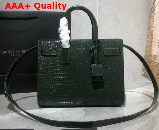 Saint Laurent Classic Sac de Jour Baby in Green Crocodile Embossed Matte Leather Replica