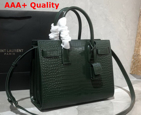 Saint Laurent Classic Sac de Jour Baby in Green Crocodile Embossed Matte Leather Replica