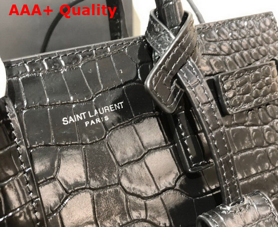 Saint Laurent Classic Sac de Jour Nano in Crocodile Embossed Matte Leather Black Replica