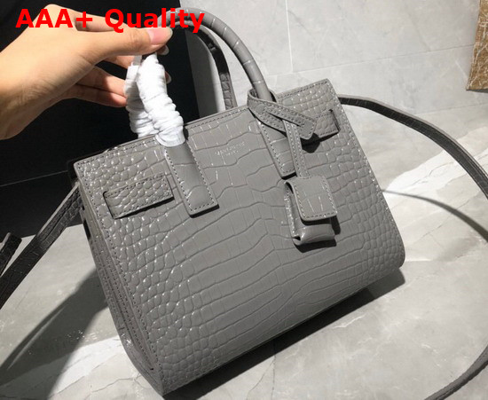 Saint Laurent Classic Sac de Jour Nano in Grey Crocodile Embossed Matte Leather Replica