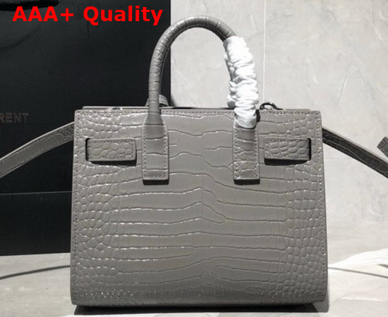 Saint Laurent Classic Sac de Jour Nano in Grey Crocodile Embossed Matte Leather Replica