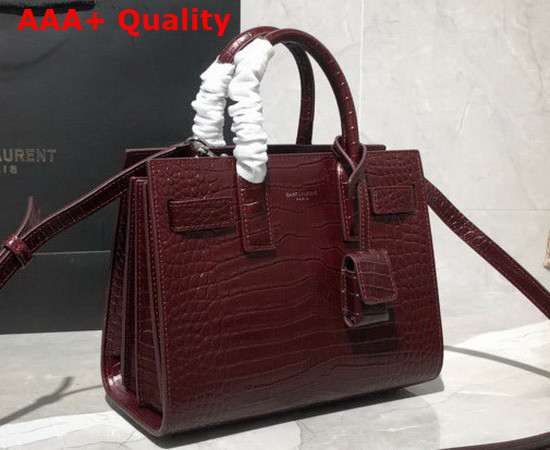 Saint Laurent Classic Sac de Jour Nano in Opyum Red Crocodile Embossed Matte Leather Replica