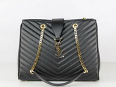 Saint Laurent Classic Saint Laurent Shopper Tote With Metal Chain Black for Sale