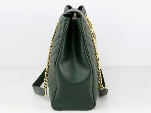 Saint Laurent Classic Saint Laurent Shopper Tote With Metal Chain Dark Green for Sale