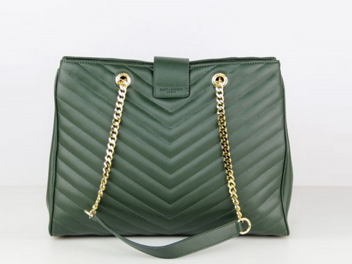 Saint Laurent Classic Saint Laurent Shopper Tote With Metal Chain Dark Green for Sale