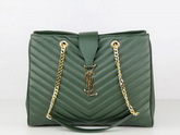 Saint Laurent Classic Saint Laurent Shopper Tote With Metal Chain Dark Green for Sale