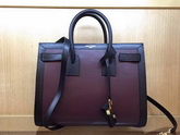 Saint Laurent Classic Small Sac De Jour Bag in Burgundy Leather with Black Handle for Sale