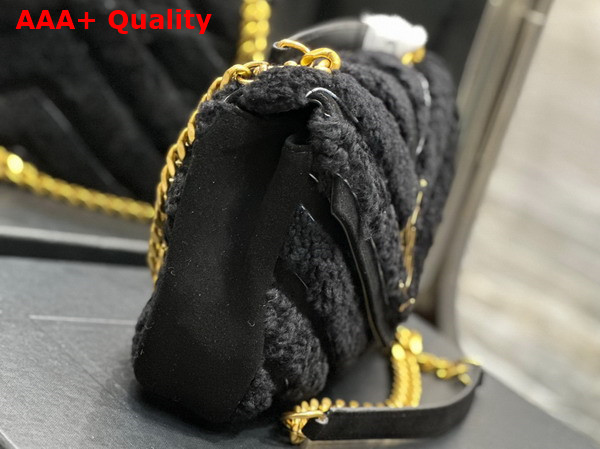 Saint Laurent College Medium Chain Bag in Black Suede and Shearling Replica