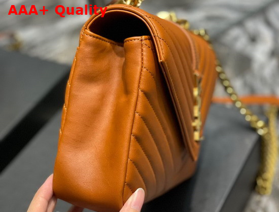 Saint Laurent College Medium in Brown Quilted Leahter with Wood Handle Replica
