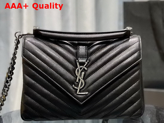 Saint Laurent College Medium in Quilted Leahter Black Replica