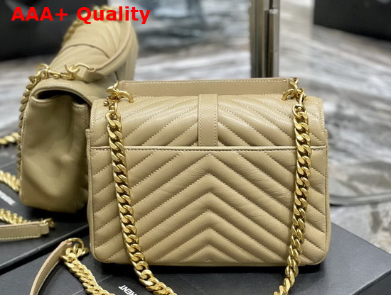 Saint Laurent College Medium in Quilted Leather Dark Beige Replica