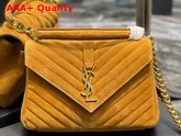 Saint Laurent College Medium in Quilted Suede Brown Replica