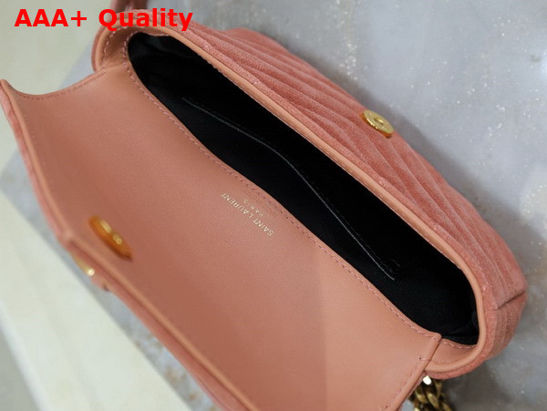 Saint Laurent College Mini in Quilted Suede Darely Pink Replica