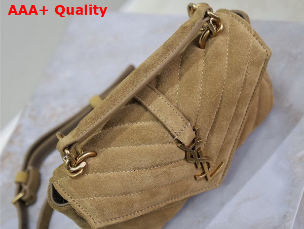 Saint Laurent College Mini in Quilted Suede Golden Leaf Replica