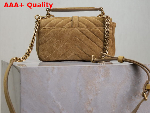 Saint Laurent College Mini in Quilted Suede Golden Leaf Replica