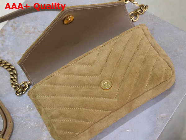 Saint Laurent College Mini in Quilted Suede Golden Leaf Replica