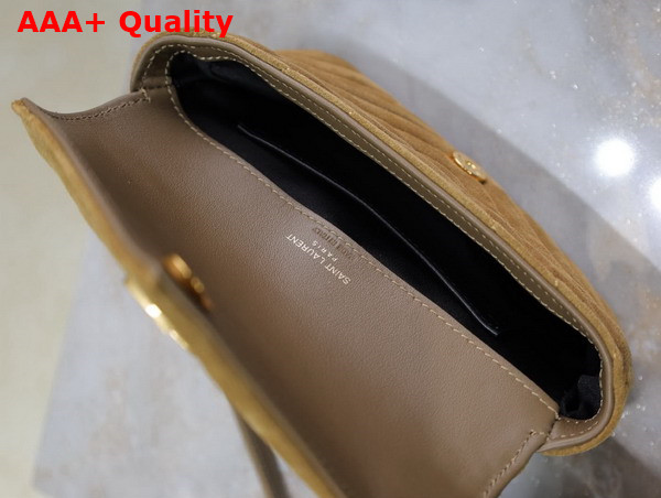 Saint Laurent College Mini in Quilted Suede Golden Leaf Replica