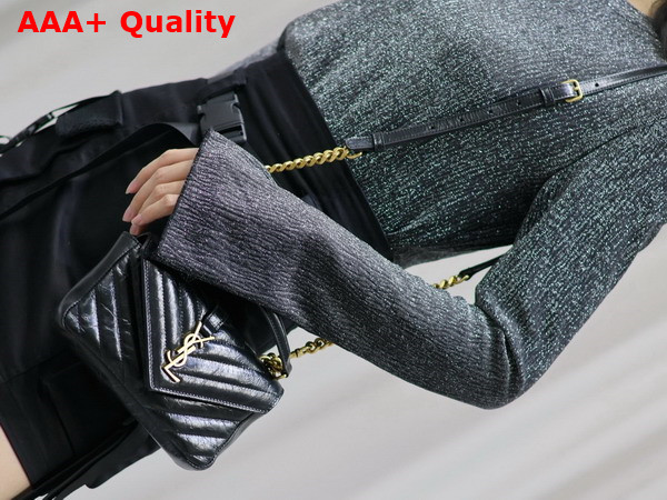 Saint Laurent College Mini in Shiny Leather Black Replica