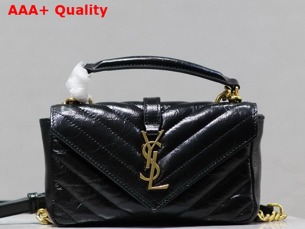 Saint Laurent College Mini in Shiny Leather Black Replica