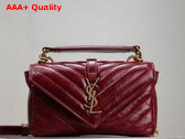 Saint Laurent College Mini in Shiny Leather Deep Hot Wine Replica