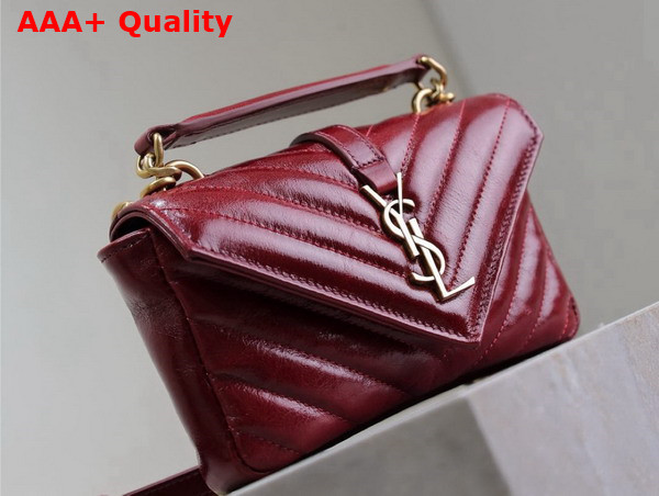 Saint Laurent College Mini in Shiny Leather Deep Hot Wine Replica