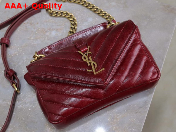 Saint Laurent College Mini in Shiny Leather Deep Hot Wine Replica