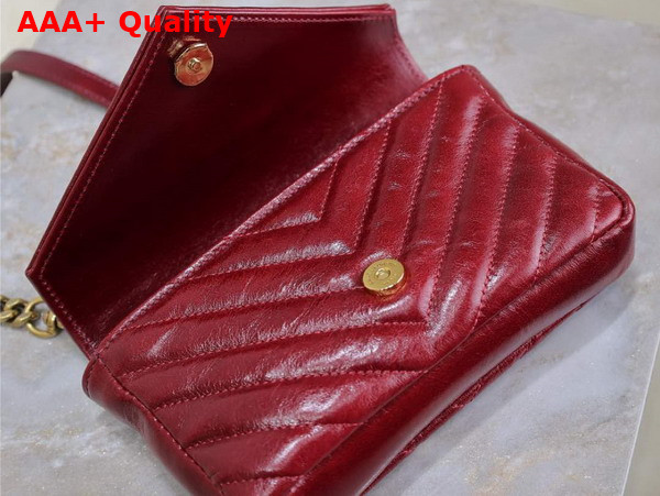 Saint Laurent College Mini in Shiny Leather Deep Hot Wine Replica