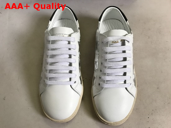 Saint Laurent Court Classic SL06 Metallic California Sneakers in Leather Optic White Replica