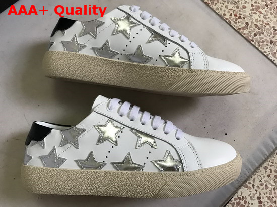 Saint Laurent Court Classic SL06 Metallic California Sneakers in Leather Optic White Replica