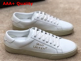 Saint Laurent Court Classic Sl 06 Embroidered Sneakers in Smooth Leather Optic White and Gold Replica