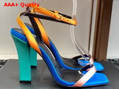 Saint Laurent Dominique Sandals in Satin Crepe Pink Salmon and Eucalyptus Replica