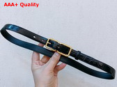 Saint Laurent Double Buckle Thin Belt in Black Crocodile Embossed Leather Replica