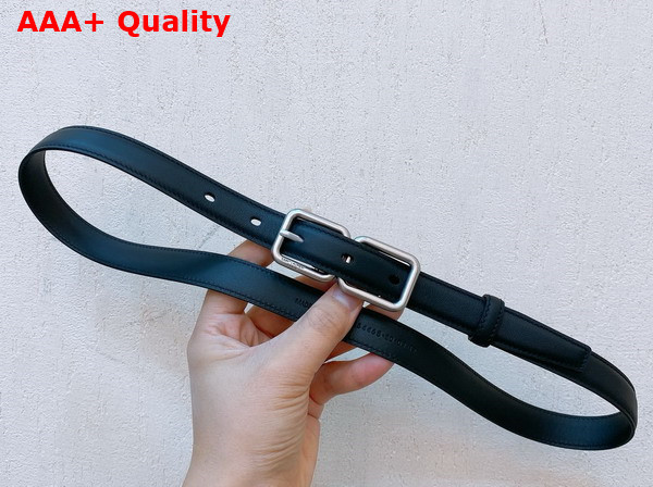 Saint Laurent Double Buckle Thin Belt in Black Smooth Leather Replica