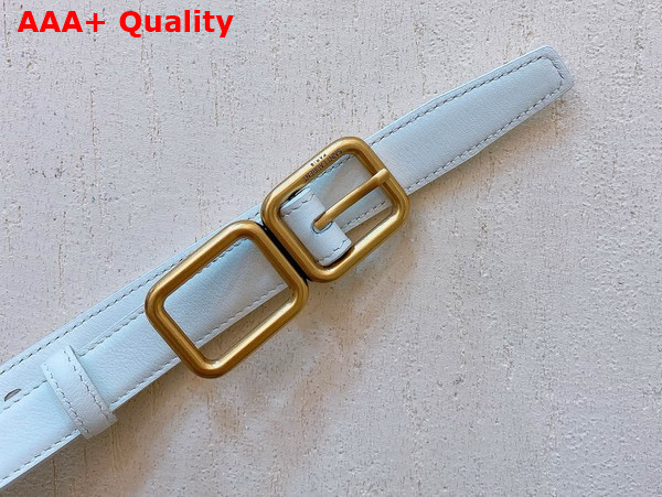 Saint Laurent Double Buckle Thin Belt in Blanc Vintage Smooth Leather Replica