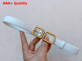 Saint Laurent Double Buckle Thin Belt in Blanc Vintage Smooth Leather Replica
