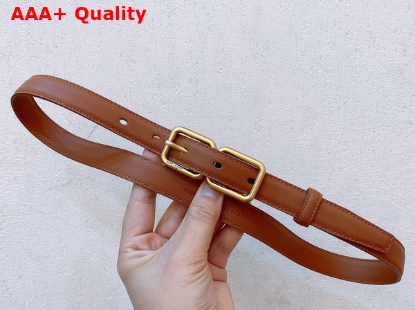 Saint Laurent Double Buckle Thin Belt in Brick Smooth Leather Replica